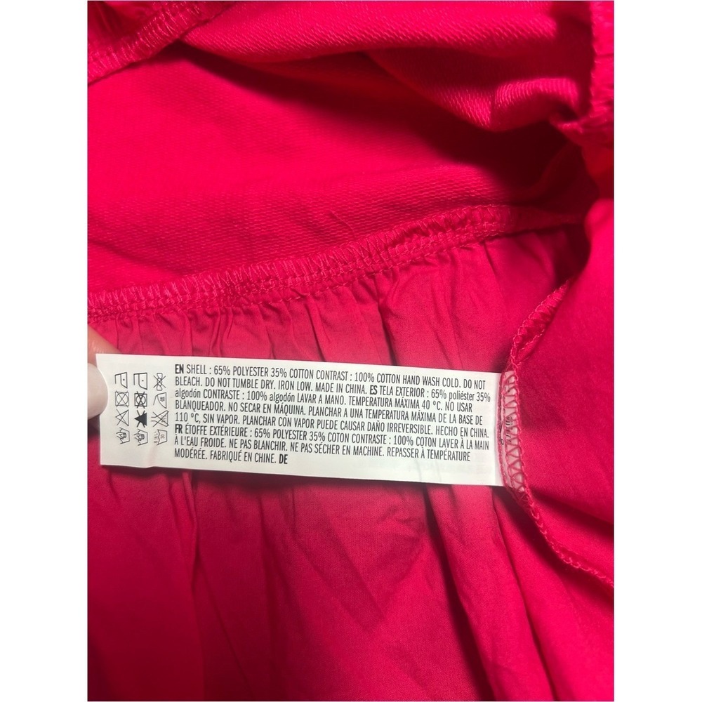 English Factory Mixed Media Puff Sleeve Peplum Top Pink XS NWT Crewneck Blouse - Picture 10 of 10